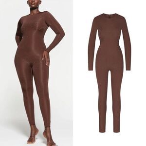 NWT Skims x Swavorski Jelly Sheer Intimates Longsleeve Catsuit in brown